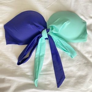 Victoria’s Secret Pink Strapless Color Block Blue Bathing Suit Swim Top XS